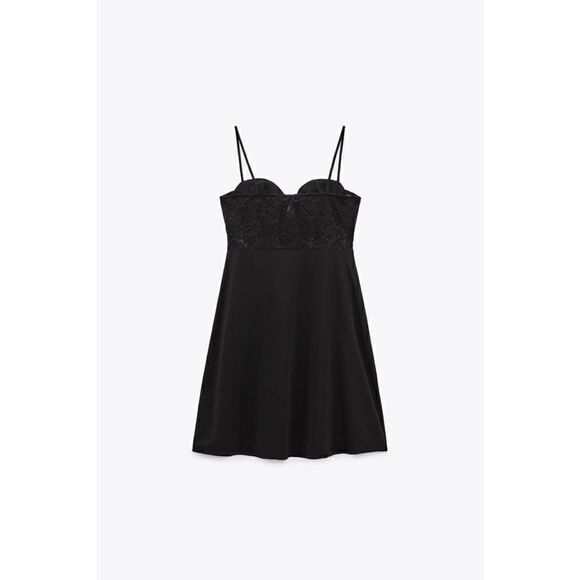 NWT Zara Black Mini Lace Dress, Size Small - Picture 4 of 14